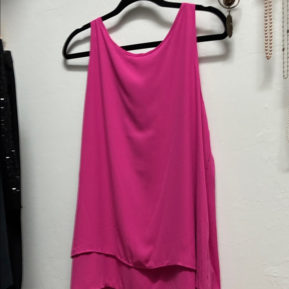 Zac & Rachel Asymmetrical Pink Sleeveless Tank Top